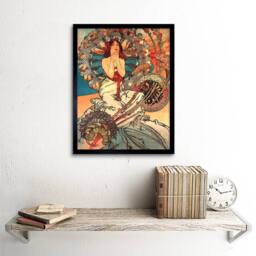 "Artery8 Painting Mucha Nouveau Woman Spring Floral 12x16"" Framed Art Print - Size: W12"" x H16""" - thumbnail 2