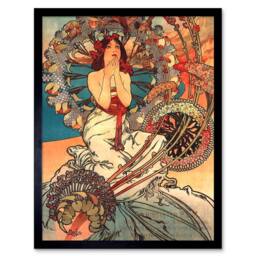 "Artery8 Painting Mucha Nouveau Woman Spring Floral 12x16"" Framed Art Print - Size: W12"" x H16""" - thumbnail 1