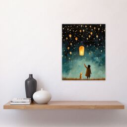 "Artery8 Releasing Sky Lanterns With Ted Festival Magic Kids Bedroom Art Unframed Wall Art Print Poster Home Decor Premium - Size: W12"" x H16""" - thumbnail 4