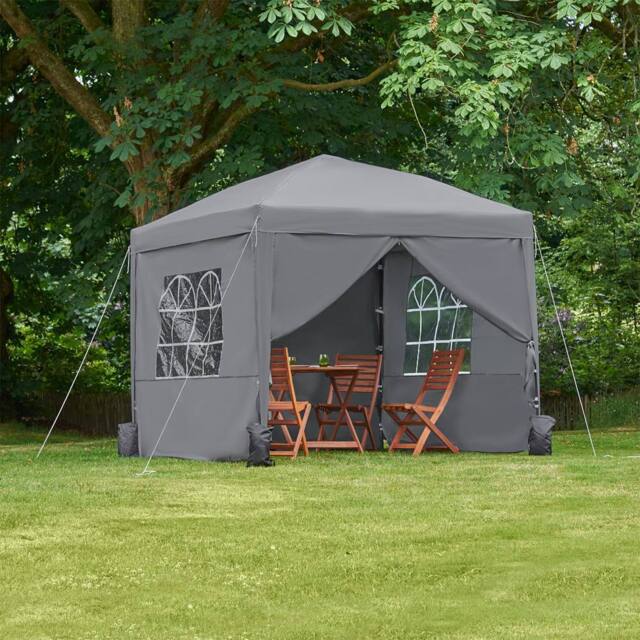VonHaus Grey Heavy Duty Pop Up Gazebo with Sides 2.5m x 2.5m - image 1