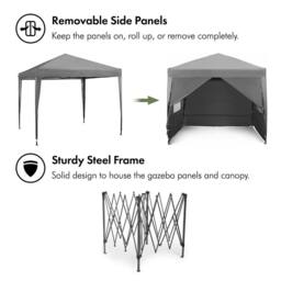 VonHaus Grey Heavy Duty Pop Up Gazebo with Sides 2.5m x 2.5m - thumbnail 4