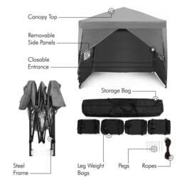 VonHaus Grey Heavy Duty Pop Up Gazebo with Sides 2.5m x 2.5m - thumbnail 5