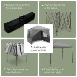 VonHaus Grey Heavy Duty Pop Up Gazebo with Sides 2.5m x 2.5m - thumbnail 3