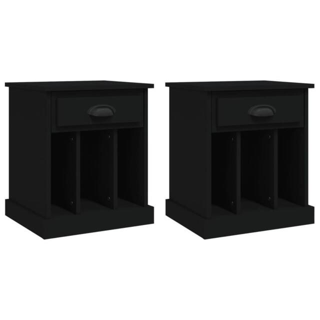 Berkfield Home Bedside Cabinets 2 pcs Black 43x36x50 cm - Size: 43 x 36 x 50 cm - image 1