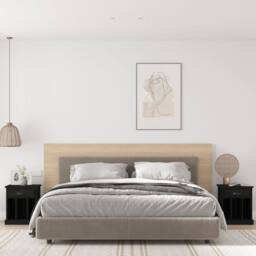 Berkfield Home Bedside Cabinets 2 pcs Black 43x36x50 cm - Size: 43 x 36 x 50 cm - thumbnail 2