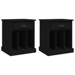 Berkfield Home Bedside Cabinets 2 pcs Black 43x36x50 cm - Size: 43 x 36 x 50 cm - thumbnail 1