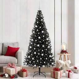 Berkfield Home Christmas Tree with 300 LEDs with Stand Black 210 cm PVC