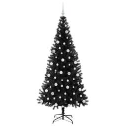 Berkfield Home Christmas Tree with 300 LEDs with Stand Black 210 cm PVC - thumbnail 4