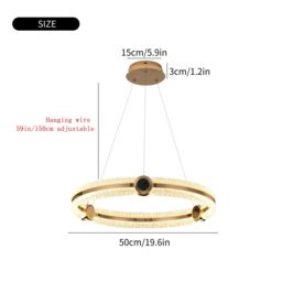 Garwarm Modern 1-Ring Circular LED Chandelier, Dimmable Remote Control, 48W in Gold - thumbnail 8