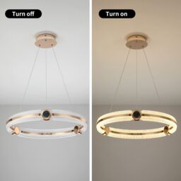 Garwarm Modern 1-Ring Circular LED Chandelier, Dimmable Remote Control, 48W in Gold - thumbnail 7
