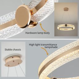 Garwarm Modern 1-Ring Circular LED Chandelier, Dimmable Remote Control, 48W in Gold - thumbnail 6