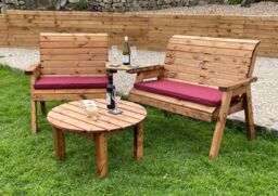 Charles Taylor Trading Angled Grand Chair & Bench With Round Coffee in Brown - thumbnail 3