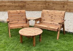 Charles Taylor Trading Angled Grand Chair & Bench With Round Coffee in Brown - thumbnail 4