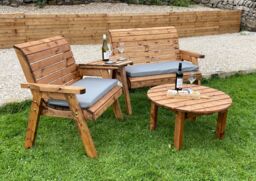 Charles Taylor Trading Angled Grand Chair & Bench With Round Coffee in Brown - thumbnail 2