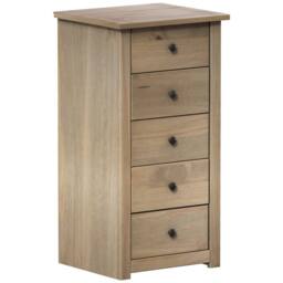 HD Designs Panama Solid Pine 5 Drawer Narrow Chest Storage Bedroom Furnuiture in Brown - thumbnail 7