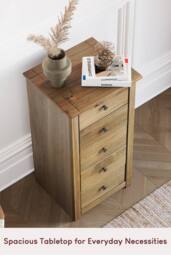 HD Designs Panama Solid Pine 5 Drawer Narrow Chest Storage Bedroom Furnuiture in Brown - thumbnail 6