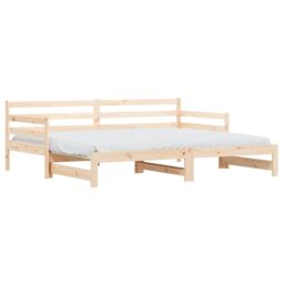 Berkfield Home Daybed with Trundle 90x200 cm Solid Wood Pine in Brown - thumbnail 2