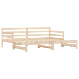 Berkfield Home Daybed with Trundle 90x200 cm Solid Wood Pine in Brown - thumbnail 3