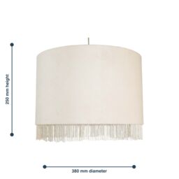 First Choice Lighting Set of 2 Fringed - Off-White 38cm Fringed Velvet Pendant Shades - thumbnail 7