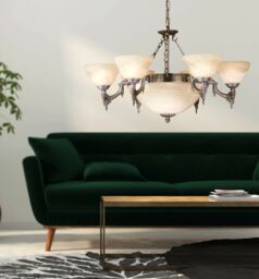Loops Ceiling Pendant & 2x Matching Wall Lights Bronze Satin Glass Multi Chandelier in Clear - thumbnail 4