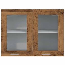 Berkfield Home Hanging Glass Cabinet Lyon Old Wood 80x31x60 cm Engineered Wood in Brown - Size: 80 x 31 x 60 cm - thumbnail 4