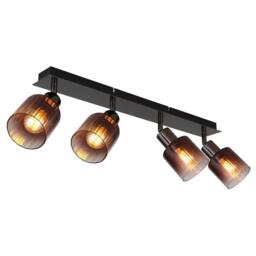 Netlighting Satella Ceiling Spotlight Bar Gunmetal Copper Glass Shade 4x E14 in Grey
