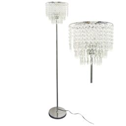 First Choice Lighting Chrome & Acrylic Crystal Jewelled Floor Lamp in Silver - thumbnail 1