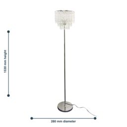First Choice Lighting Chrome & Acrylic Crystal Jewelled Floor Lamp in Silver - thumbnail 6