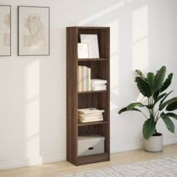 Berkfield Home Bookcase Brown Oak 40x24x143 cm Engineered Wood - Size: 40 x 24 x 143 cm - thumbnail 3