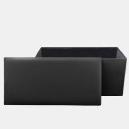 Home Republic Faux Leather Foldable Storage Ottoman in Black - Size: Small - thumbnail 3