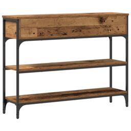 Berkfield Home Console Table Old Wood 100x25x75 cm Engineered Wood & Steel in Brown - Size: 100 x 25 x 75 cm - thumbnail 8