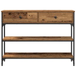 Berkfield Home Console Table Old Wood 100x25x75 cm Engineered Wood & Steel in Brown - Size: 100 x 25 x 75 cm - thumbnail 6