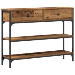 Berkfield Home Console Table Old Wood 100x25x75 cm Engineered Wood & Steel in Brown - Size: 100 x 25 x 75 cm - thumbnail 2