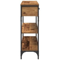 Berkfield Home Console Table Old Wood 100x25x75 cm Engineered Wood & Steel in Brown - Size: 100 x 25 x 75 cm - thumbnail 7