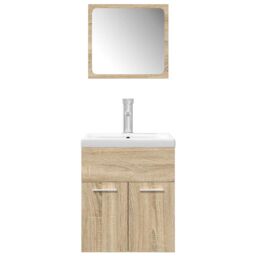Berkfield Home 3 Piece Bathroom Furniture Set Sonoma Oak Engineered Wood in Brown - thumbnail 4