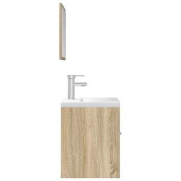 Berkfield Home 3 Piece Bathroom Furniture Set Sonoma Oak Engineered Wood in Brown - thumbnail 6