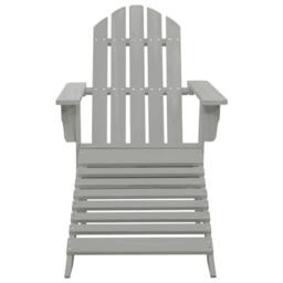 Berkfield Home Garden Chair with Ottoman Wood Grey - thumbnail 1