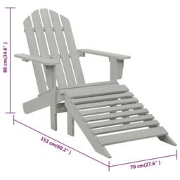 Berkfield Home Garden Chair with Ottoman Wood Grey - thumbnail 8