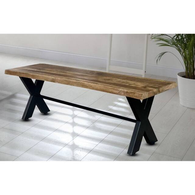 Jaipur Furniture Ltd Kerela Bench - Mango Wood/Iron - L44 x W180 x H45 cm - Mango PP Saw Finish in Brown - image 1