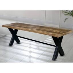Jaipur Furniture Ltd Kerela Bench - Mango Wood/Iron - L44 x W180 x H45 cm - Mango PP Saw Finish in Brown - thumbnail 2