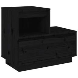 Berkfield Home Beautiful Bedside Cabinets 2 pcs Black 60x34x51 cm Solid Wood Pine - Size: 60 x 34 x 51 cm - thumbnail 6