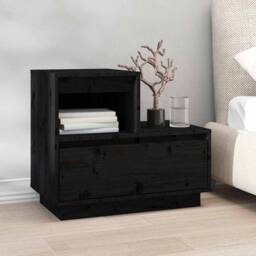 Berkfield Home Beautiful Bedside Cabinets 2 pcs Black 60x34x51 cm Solid Wood Pine - Size: 60 x 34 x 51 cm
