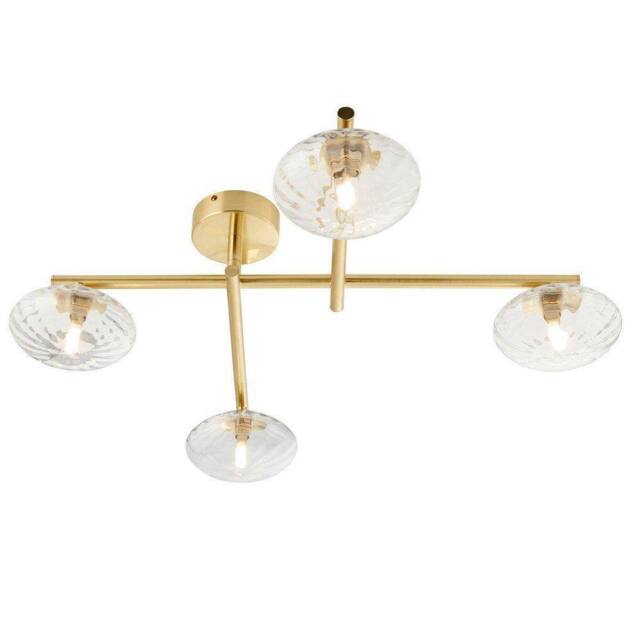 Netlighting 'ORISTANO' Dimmable 4 Light Glass Semi Flush Bathroom Ceiling Lamp in Yellow - image 1