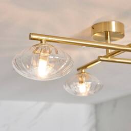 Netlighting 'ORISTANO' Dimmable 4 Light Glass Semi Flush Bathroom Ceiling Lamp in Yellow - thumbnail 4