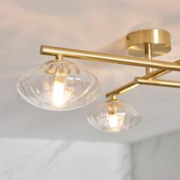 Netlighting 'ORISTANO' Dimmable 4 Light Glass Semi Flush Bathroom Ceiling Lamp in Yellow - thumbnail 3