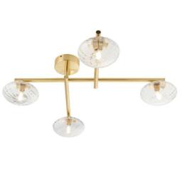 Netlighting 'ORISTANO' Dimmable 4 Light Glass Semi Flush Bathroom Ceiling Lamp in Yellow