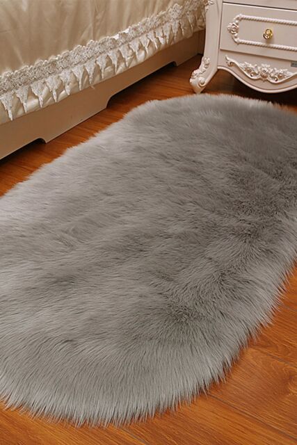 Living and Home Oval Super Soft Shaggy Area Rug Grey - Size: 100 cm x 180 cm - image 1