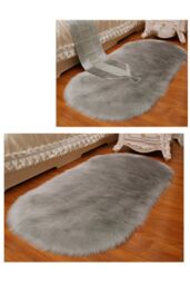Living and Home Oval Super Soft Shaggy Area Rug Grey - Size: 100 cm x 180 cm - thumbnail 5