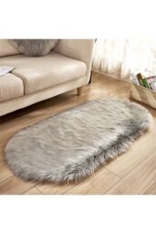 Living and Home Oval Super Soft Shaggy Area Rug Grey - Size: 100 cm x 180 cm - thumbnail 2