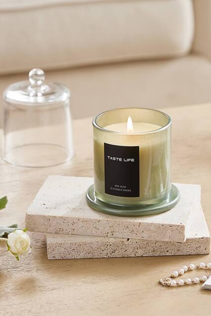 SHEONLY Lime Basil & Citrus Soy Wax Scented Candle with Bell Shaped Glass Cup in Green - image 1